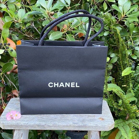 Chanel Black Paper Shopping/Gift Bag. 7.5" long x 8.5" x 3.5" deep. VGUC! - Picture 1 of 4